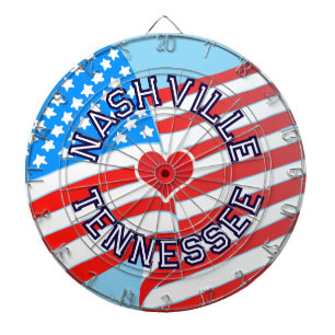 CUSTOM CITY STATE Red White Blue USA Flag & Heart Dartboard