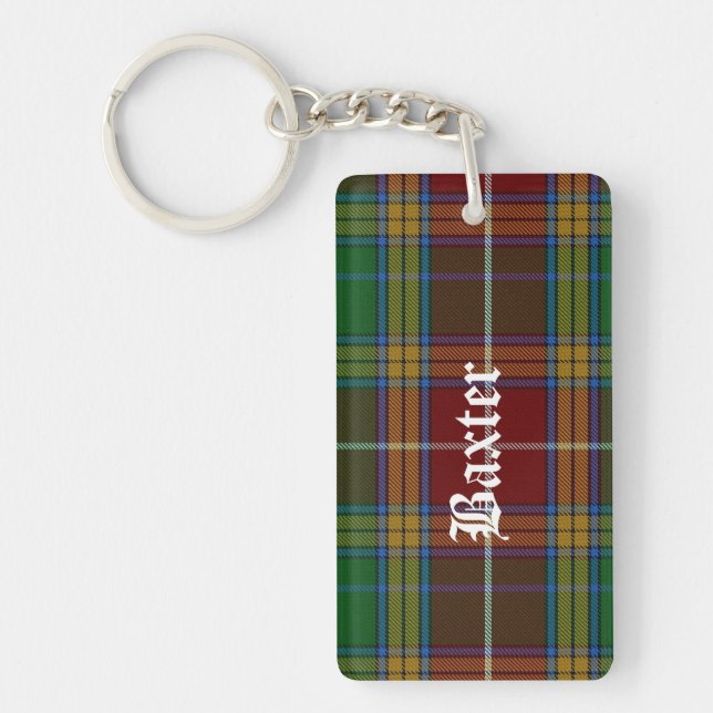 Custom Clan Baxter Tartan Plaid Key Chain (Front)