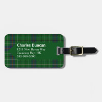 Custom Clan Duncan Tartan Plaid Luggage Tag