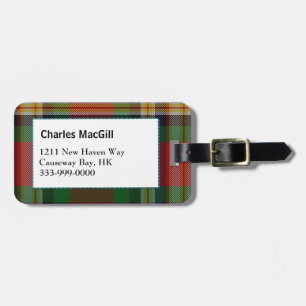 Custom Clan MacGill Tartan Plaid Luggage Tag