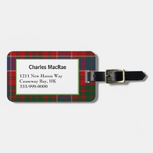 Custom Clan MacRae Tartan Plaid Luggage Tag