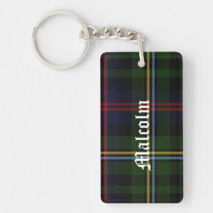Custom Clan Malcolm Tartan Plaid Key Chain