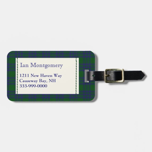 Custom Clan Montgomery Tartan Plaid Luggage Tag (Front Horizontal)