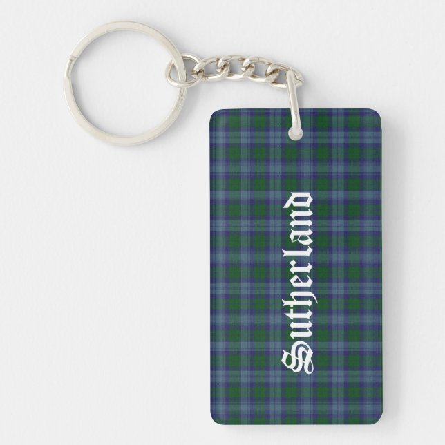Custom Clan Sutherland Tartan Plaid Key Chain (Front)