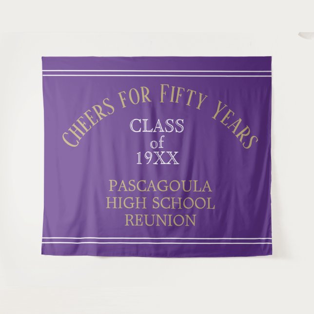 Custom class 50 YEAR reunion tapestry back drop (Front (Horizontal))