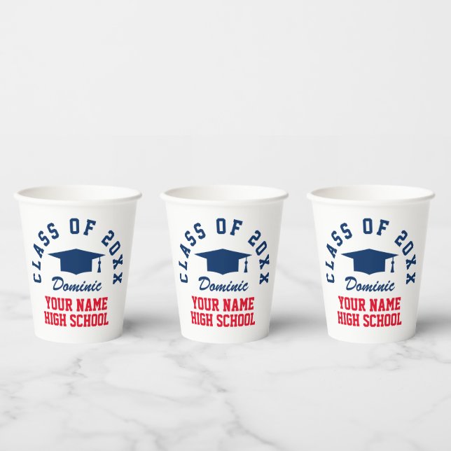 Custom class high school graduation party paper cups (Multi)