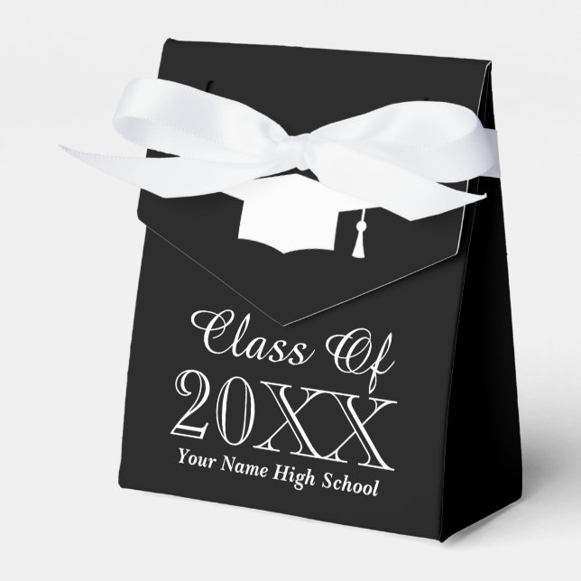 Custom class of 2021 graduation party favour boxes (Front Side)