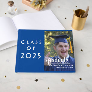 Custom Class of 2022 Graduation Blue Photo  Guest Book