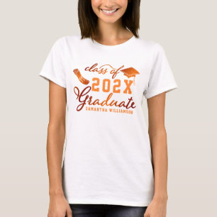 Custom Class of 2024 Graduate Orange Graduation T-Shirt