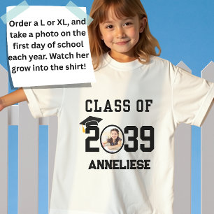 Custom Class of 2039 Grow With Me First Day School T-Shirt