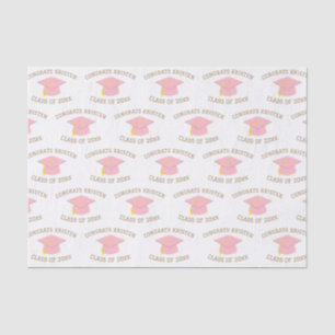 Custom Class of 20xx Pink Graduation Cap Gift Tissue Paper