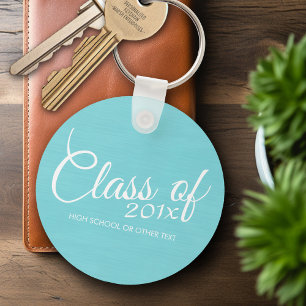 Custom Class of for Graduation or Reunion Aqua Key Ring