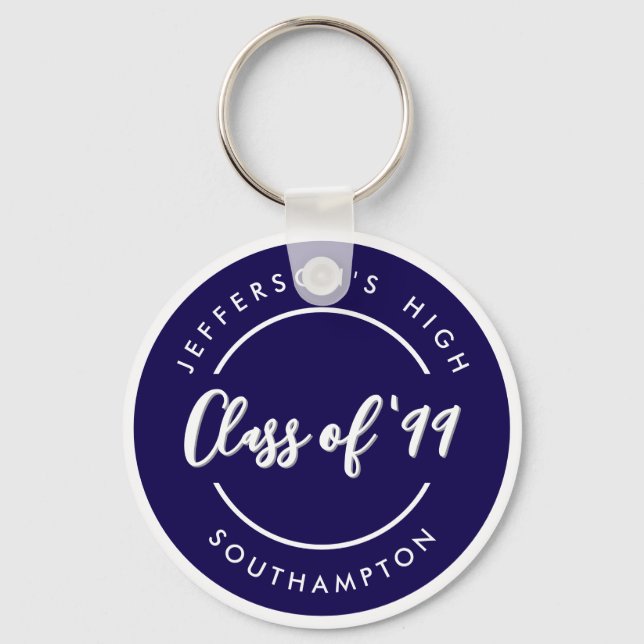 Custom Class of School Graduate Reunion Circle  Key Ring (Front)