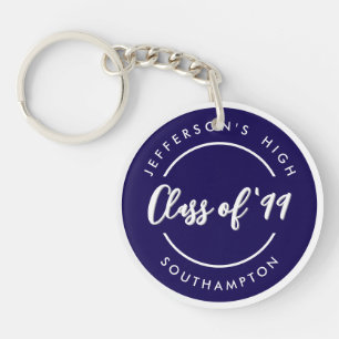Custom Class of School Graduate Reunion Circle  Key Ring