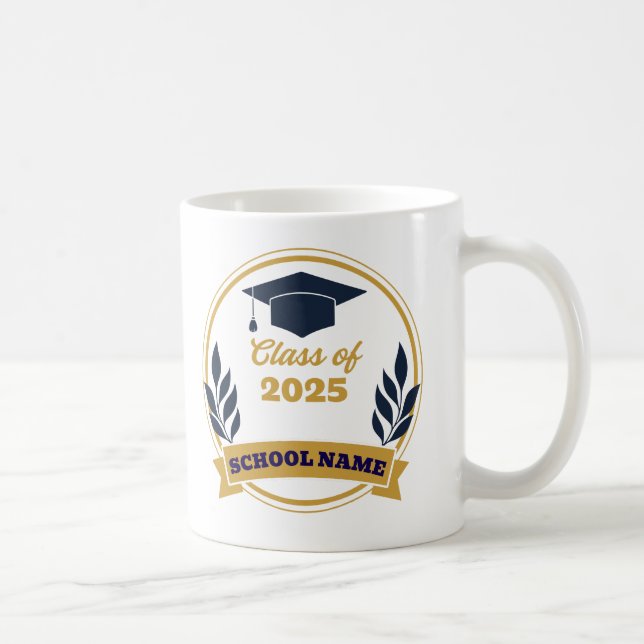 Custom Class of [Year] Graduation & School Name Coffee Mug (Right)