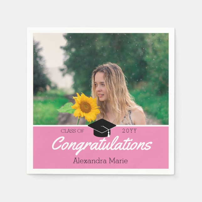 Custom Class Photo School Graduation Napkin (Front)