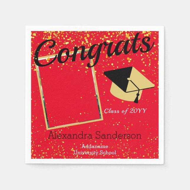 Custom Class Photo School Graduation Napkin (Front)