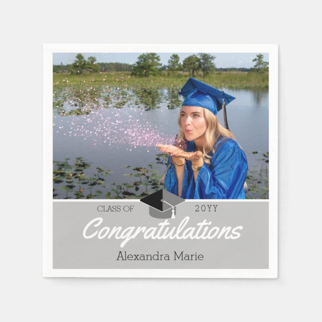 Custom Class Photo School Graduation Napkin (Front)