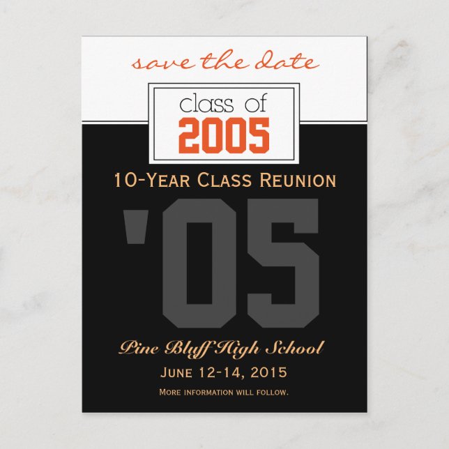 Custom Class Reunion Save-the-Date Announcement Postcard (Front)