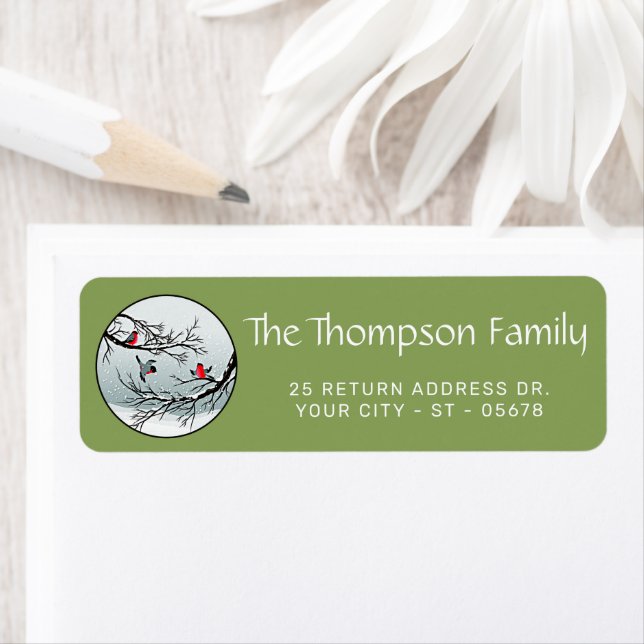 Custom Classic Birds Snow Landscape Return Address (Insitu)