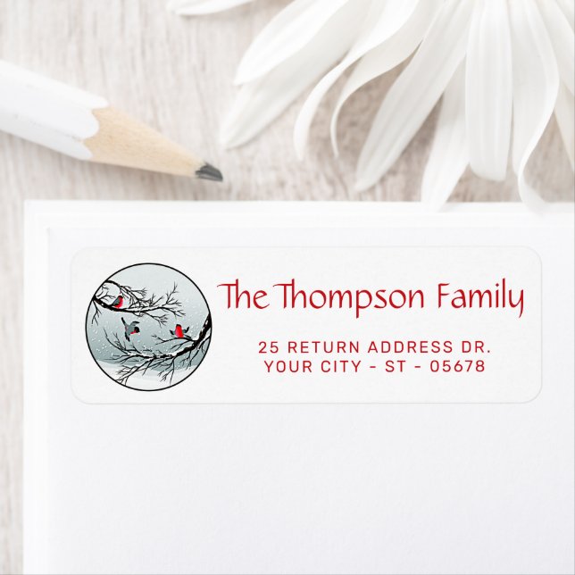 Custom Classic Birds Snow Landscape Return Address (Insitu)