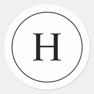 Custom Classic Black and White Elegant Monogram Round Sticker