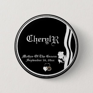 Custom Classic Black and White Mother Of The Groom 6 Cm Round Badge