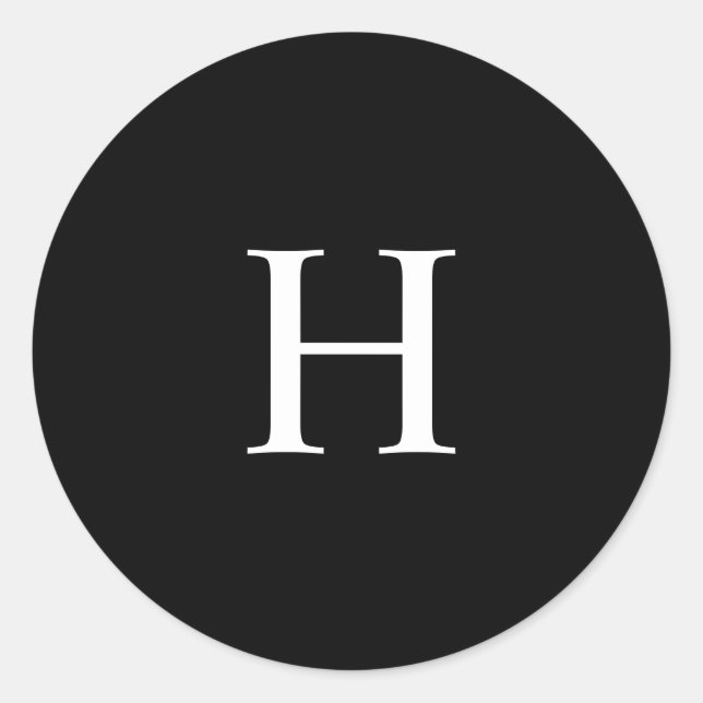 Custom Classic Black Elegant Monogram Round Sticker (Front)