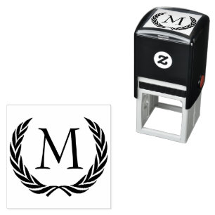 Custom Classic Black Laurel Wreath Leaves Motif Self-inking Stamp