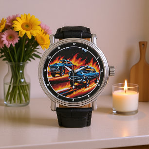 Custom Classic Car Flames Watch