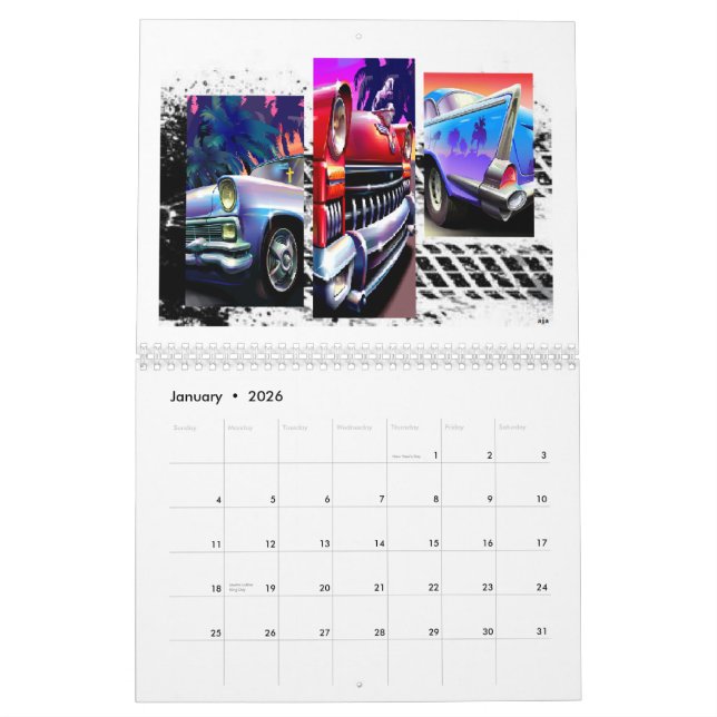 Custom Classic Cars Printed Calendar (Jan 2026)