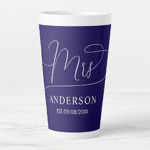 custom classic chic navy blue and white Latte Mug