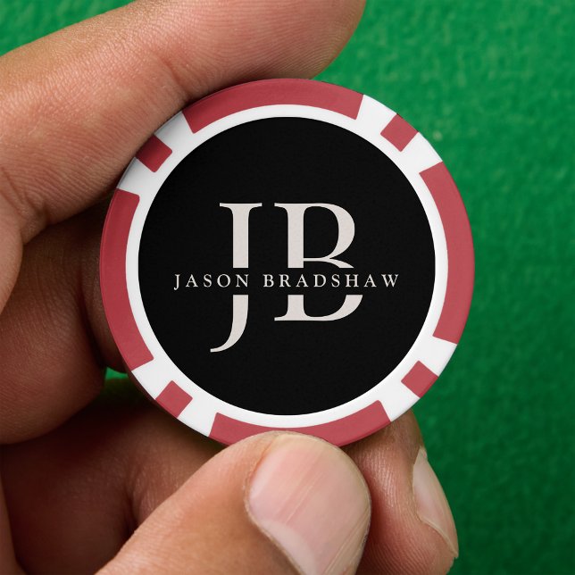 Custom Classic Elegant Monogram Black Poker Chips (Creator Uploaded)