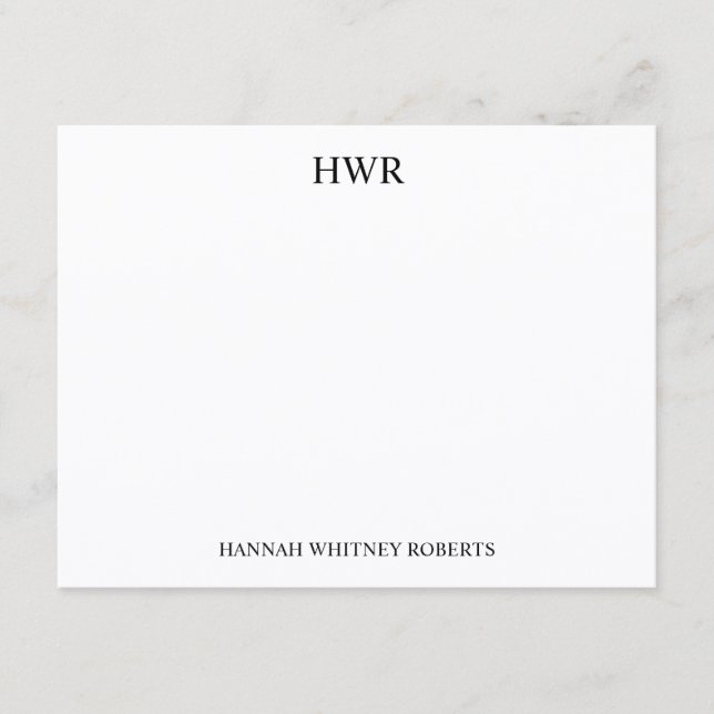 Custom Classic Elegant Three Letter Monogram Card (Front)