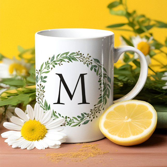 Custom Classic Green Laurel Wreath Leaf Pattern Coffee Mug (Creator Uploaded)