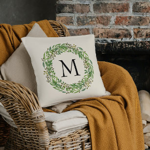 Custom Classic Green Laurel Wreath Leaf Pattern Cushion