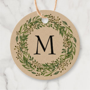 Custom Classic Green Laurel Wreath Leaves Pattern Favour Tags