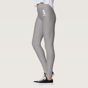 Custom Classic Heather Grey Cute White Monogram Leggings