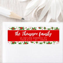 Custom Classic Holiday Green Holly Red Berries