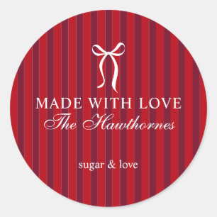 Custom Classic Holiday Made With Love Round Sticker