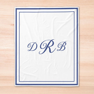 Custom Classic Monogram Calligraphy Initial Name Fleece Blanket
