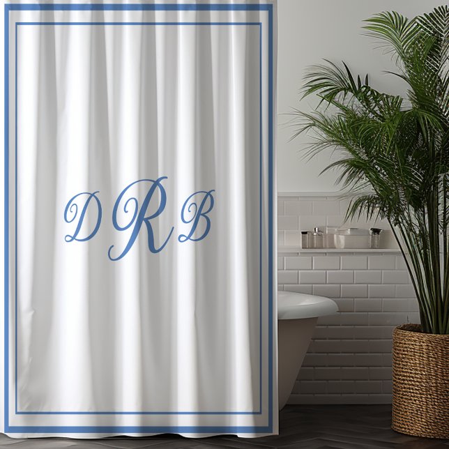 Custom Classic Monogram Calligraphy Initial Name Shower Curtain (Creator Uploaded)