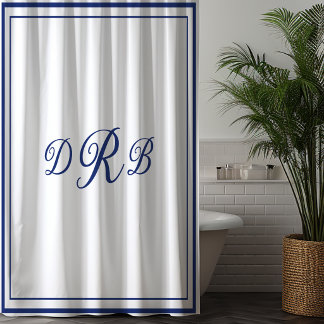 Custom Classic Monogram Calligraphy Initial Name Shower Curtain