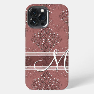 Custom Classic Monogram Chic Floral Damask Pattern iPhone 13 Pro Max Case