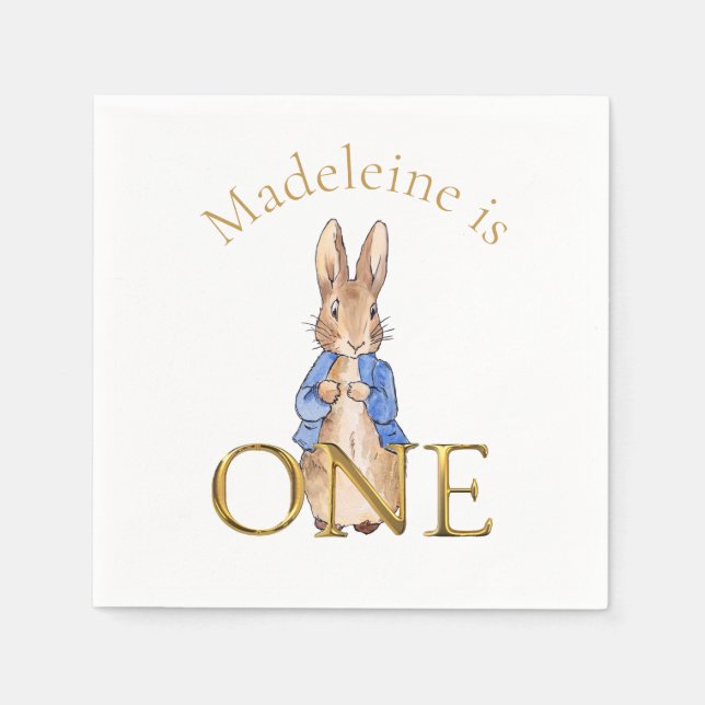 Custom Classic Rabbit First birthday Napkin (Front)