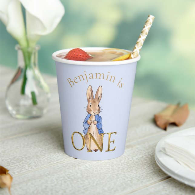 Custom Classic Rabbit in blue jacket Paper Cups (Insitu)