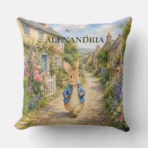 Custom Classic Rabbit in English Country Town Cushion