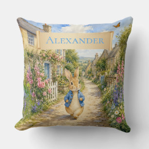 Custom Classic Rabbit in English Country Town Cushion