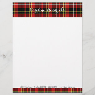 Custom Classic Red Black Yellow White Tartan Personalised Letterhead
