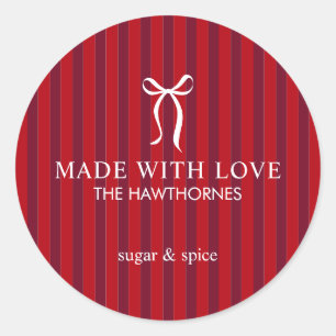 Custom Classic Red Made With Love Round Sticker